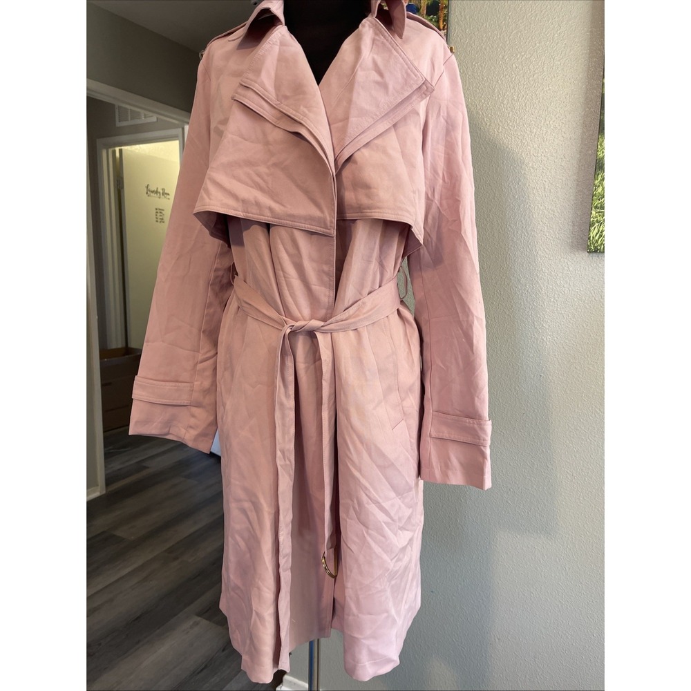 Lc Lizette Collection Women Trench Coat Pink Size L